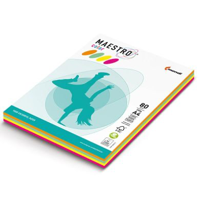 Цветен микс картон Maestro Color Жълт, розов, зелен и син пастел A4 4x50 л. 160 g/m2