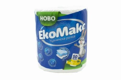 Кухненска ролка ЕкоМакс – 100% целулоза, трипластова, бяла